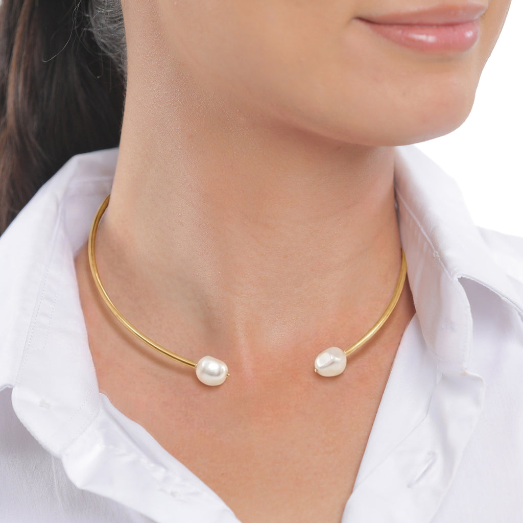 Gold Kalung Perhiasan Perak 925 Wanita & Choker Swarovski Pearl Gold-plated