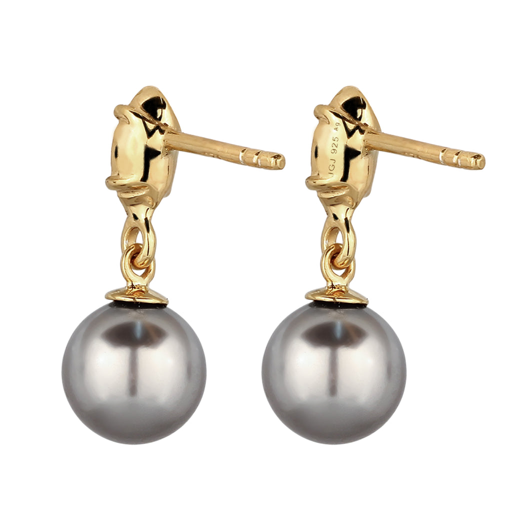 Gold Anting Perhiasan Perak 925 Wanita Synthetic Pearl Gold-plated