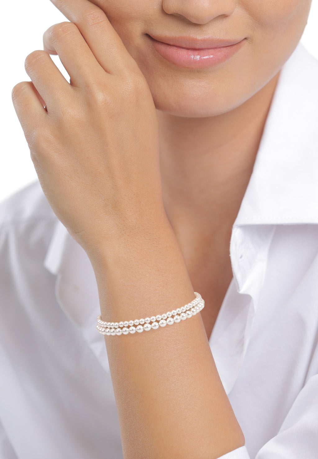 Gold Gelang Perhiasan Perak 925 wanita & Set Swarovski Pearl Gold-plated