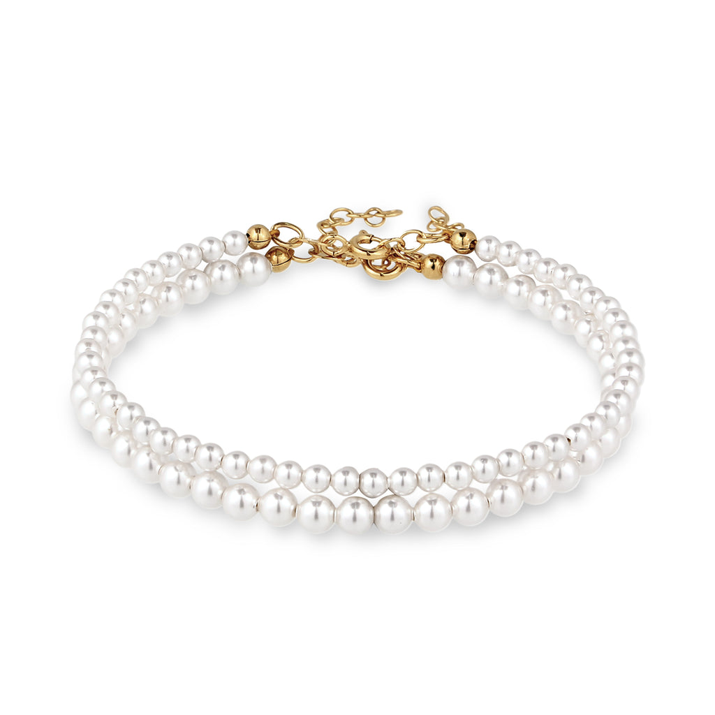 Gold Gelang Perhiasan Perak 925 wanita & Set Swarovski Pearl Gold-plated