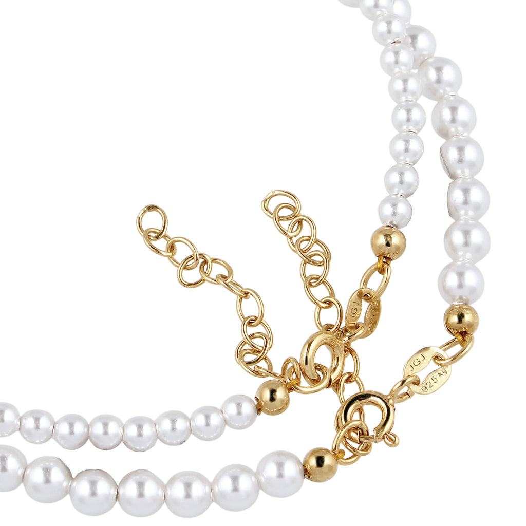 Gold Gelang Perhiasan Perak 925 wanita & Set Swarovski Pearl Gold-plated