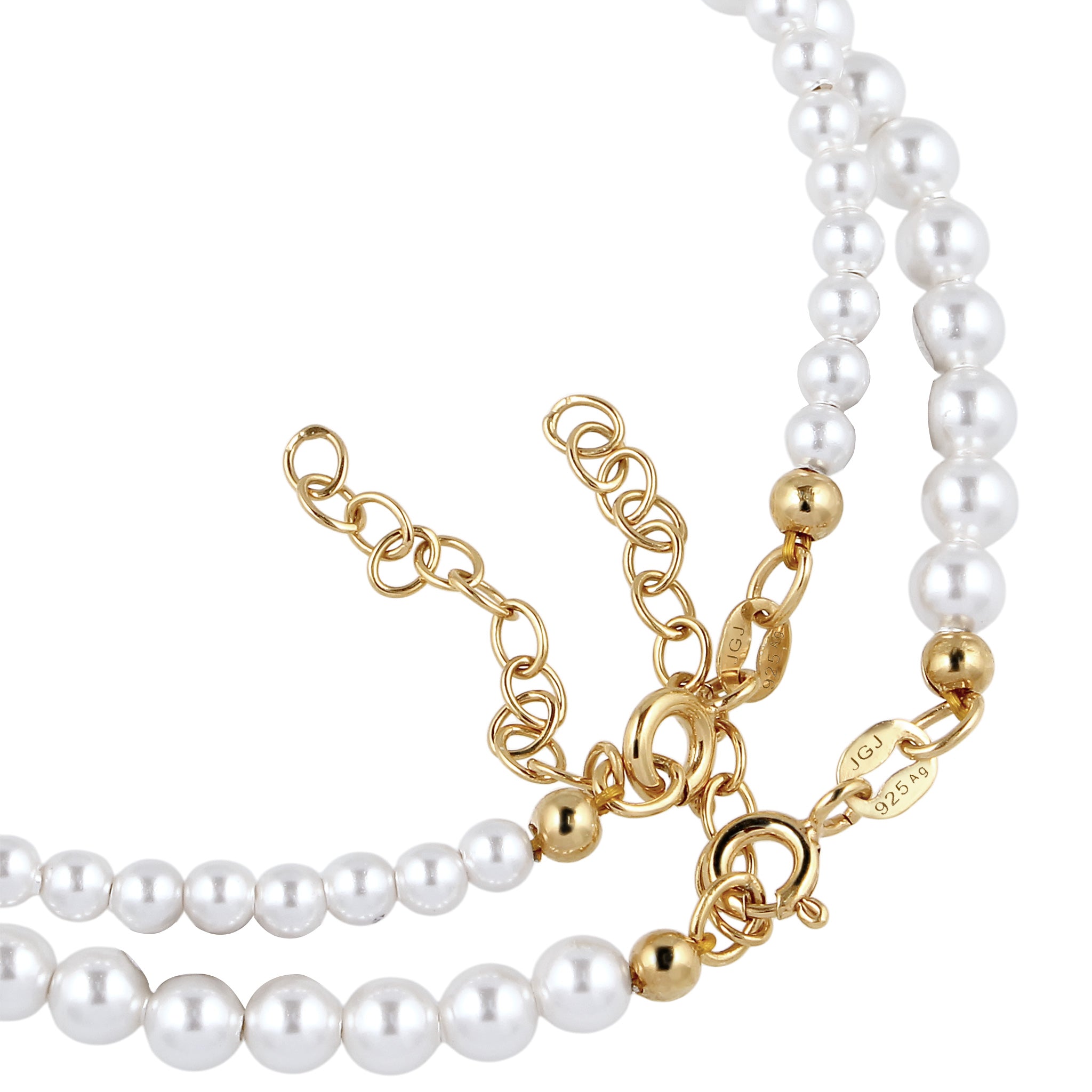Gold Gelang Perhiasan Perak 925 wanita & Set Swarovski Pearl Gold-plated