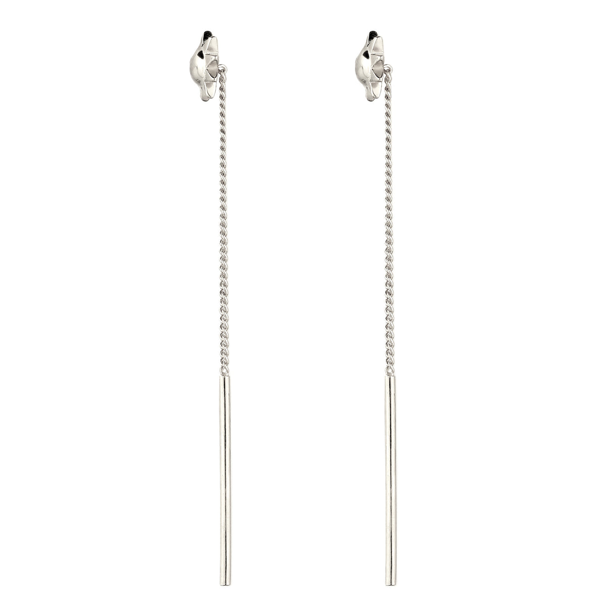 Sunburst Threader Bar Earrings 925 Silver