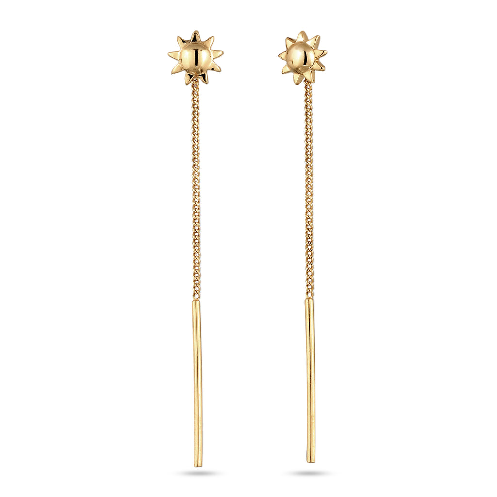 Gold Anting Perhiasan Perak 925 Wanita Sun Armouredchain Gold-plated