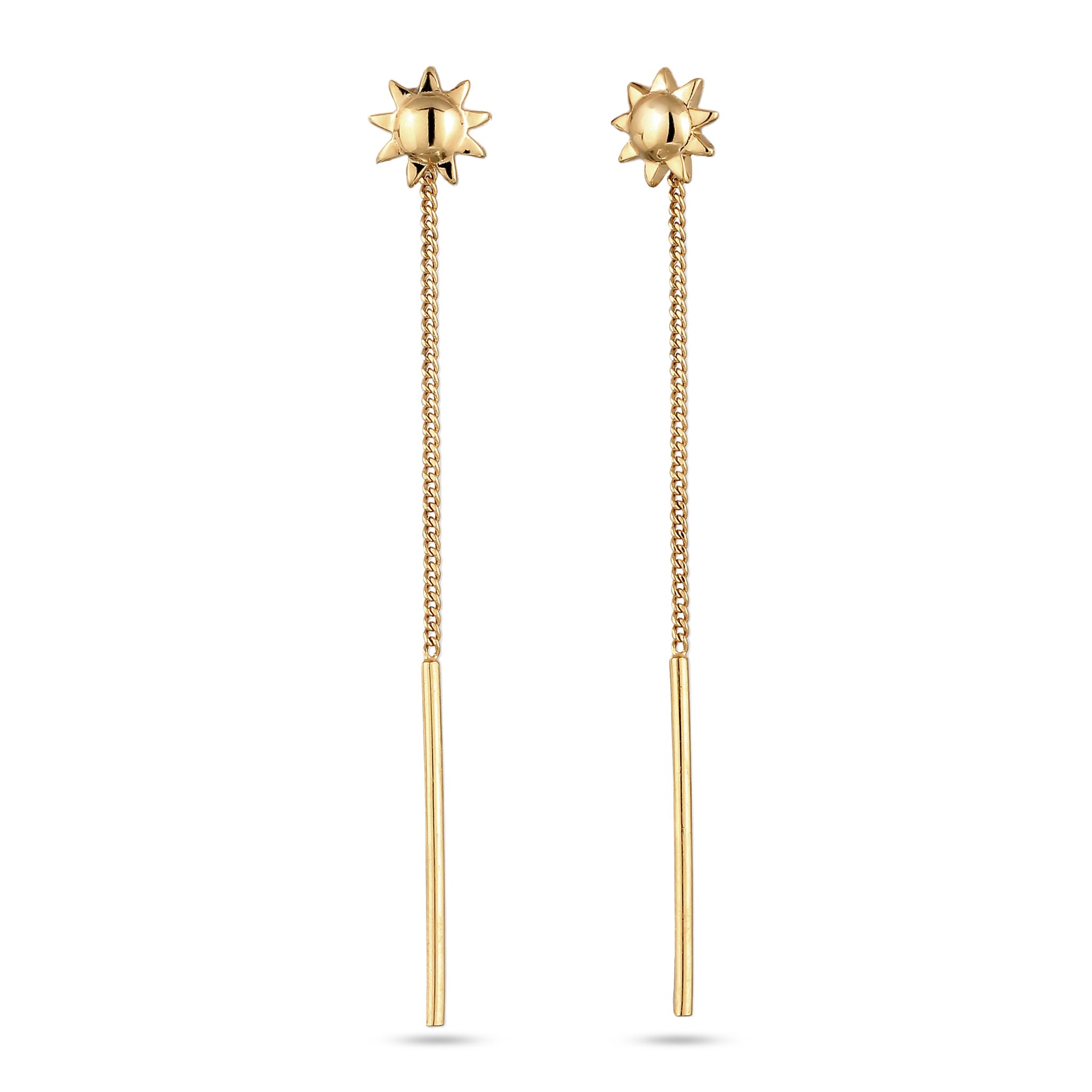 Gold Anting Perhiasan Perak 925 Wanita Sun Armouredchain Gold-plated