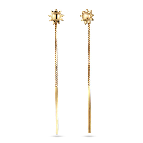 Gold Anting Perhiasan Perak 925 Wanita Sun Armouredchain Gold-plated
