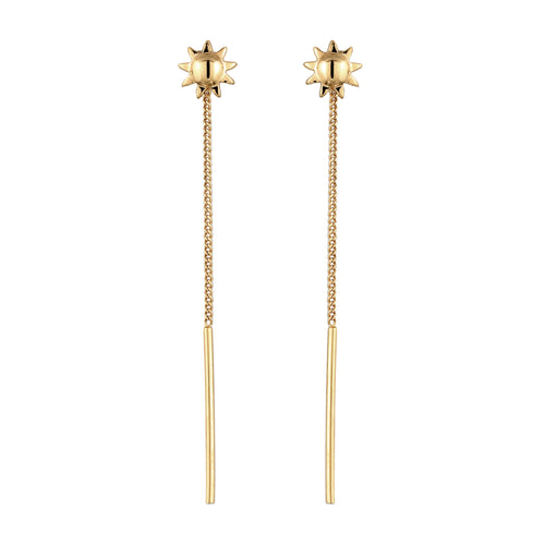 Gold Anting Perhiasan Perak 925 Wanita Sun Armouredchain Gold-plated