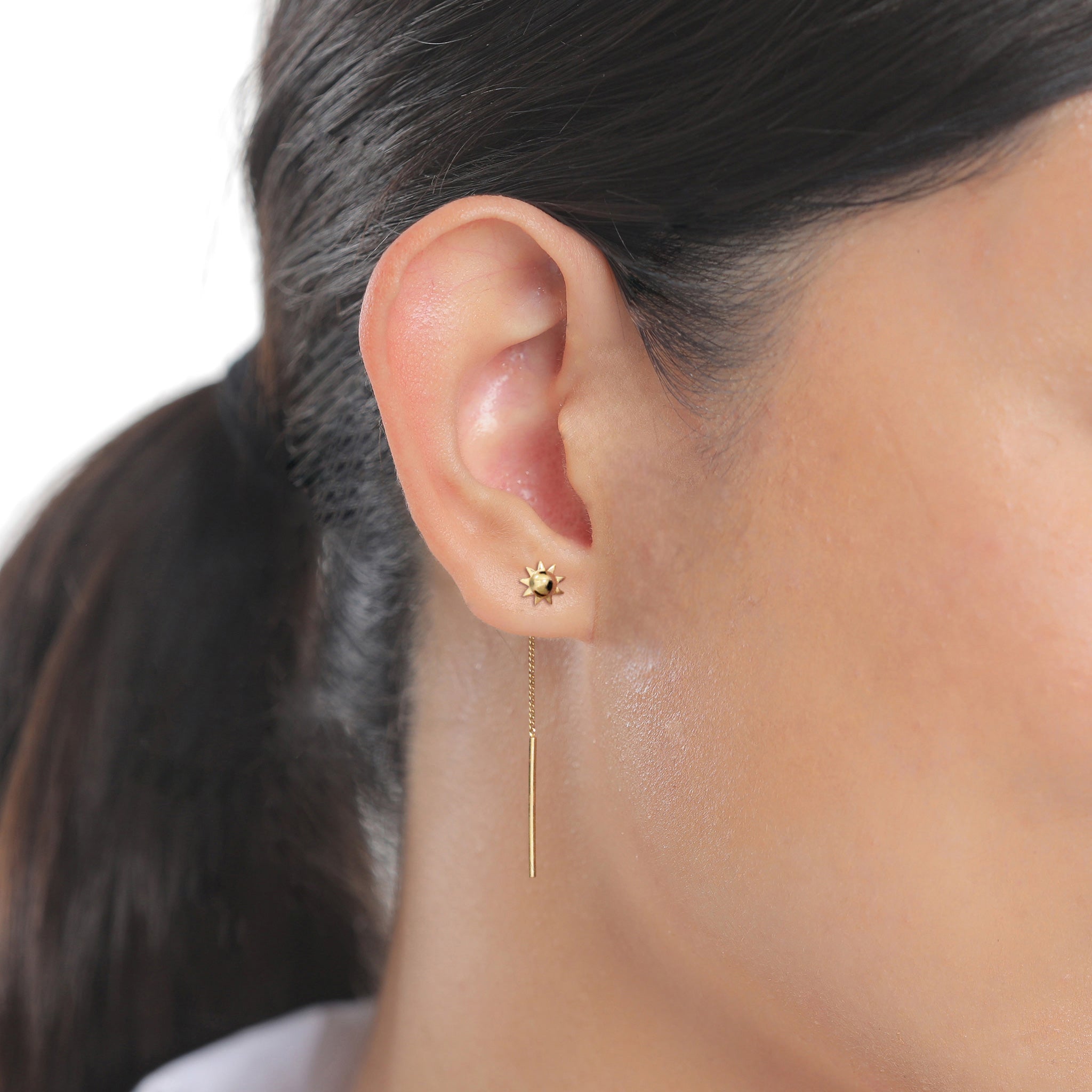 Gold Anting Perhiasan Perak 925 Wanita Sun Armouredchain Gold-plated