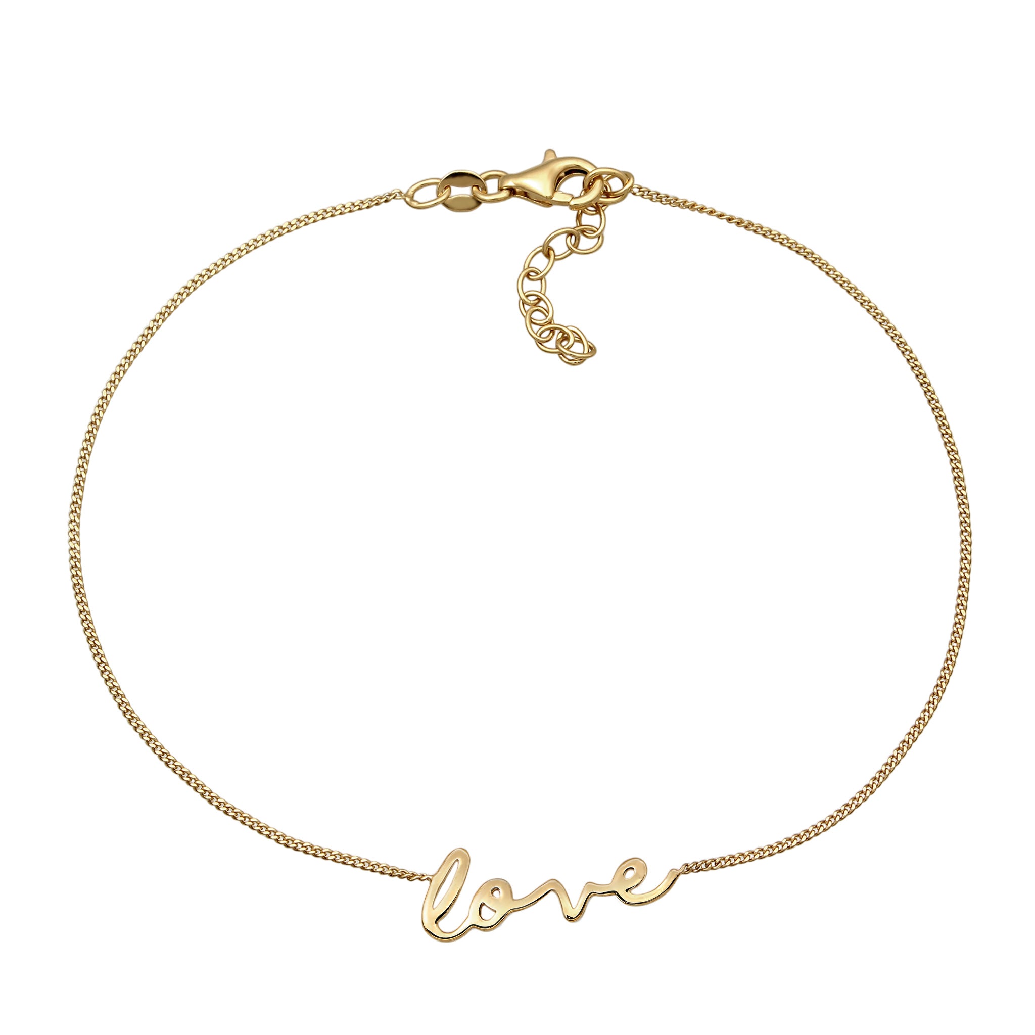 Gold Gelang Kaki Perhiasan Perak 925 Wanita Love lettering Link chain Gold-plated