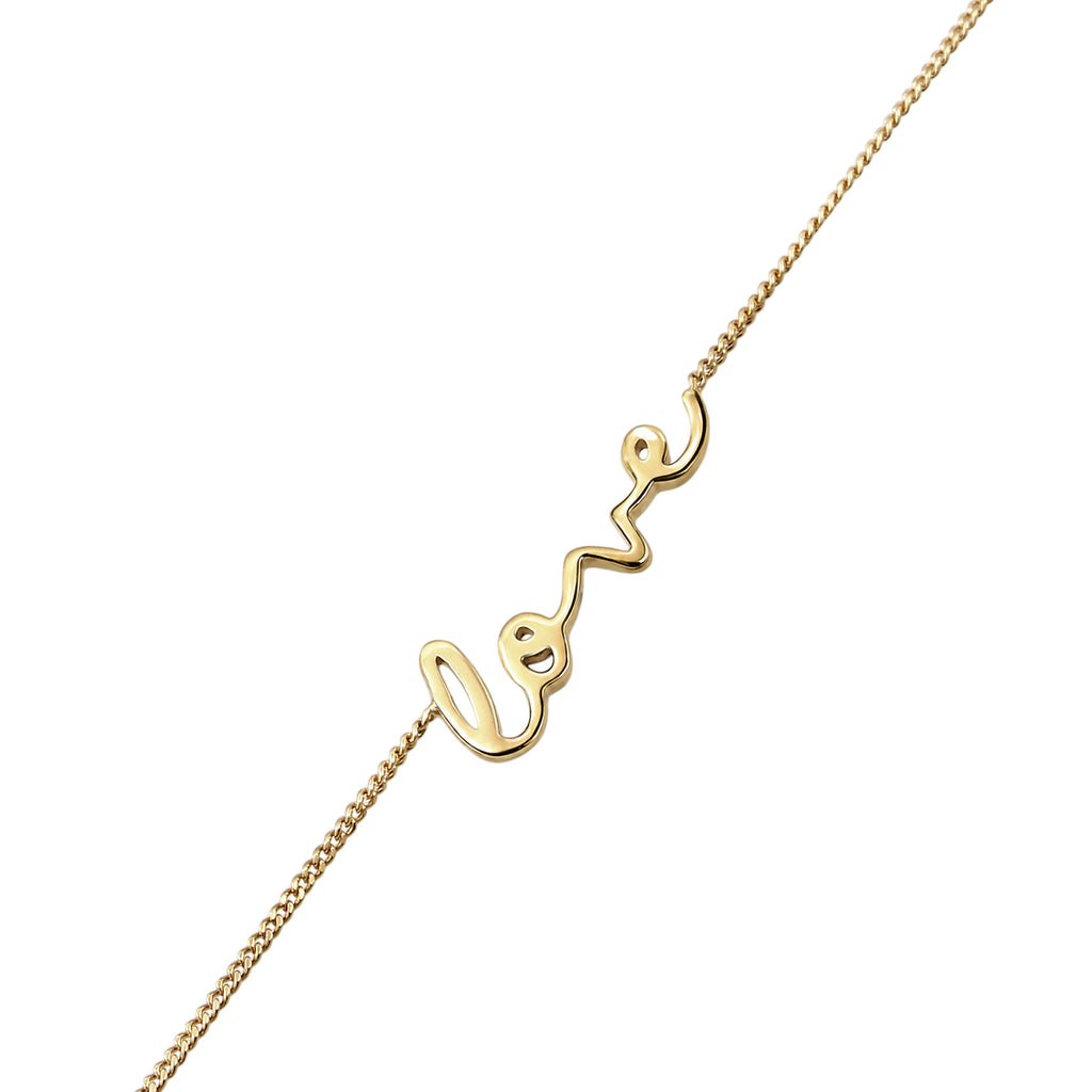 Gold Gelang Kaki Perhiasan Perak 925 Wanita Love lettering Link chain Gold-plated