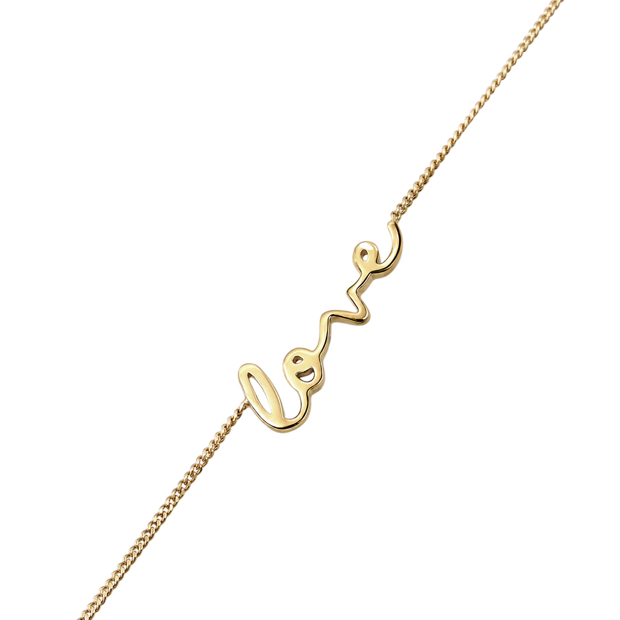 Gold Gelang Kaki Perhiasan Perak 925 Wanita Love lettering Link chain Gold-plated