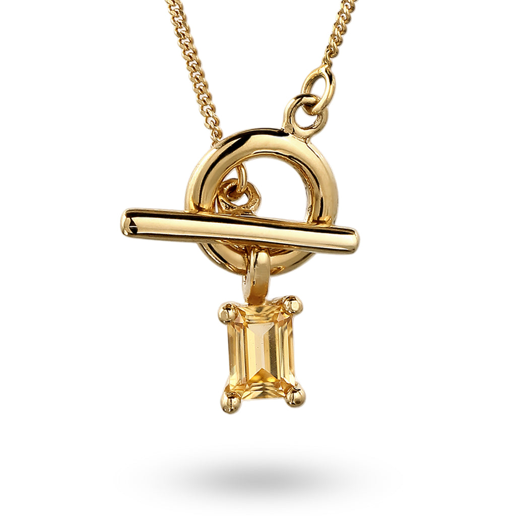 Gold Kalung Perhiasan Perak 925 Wanita Y Citrine Gold-plated