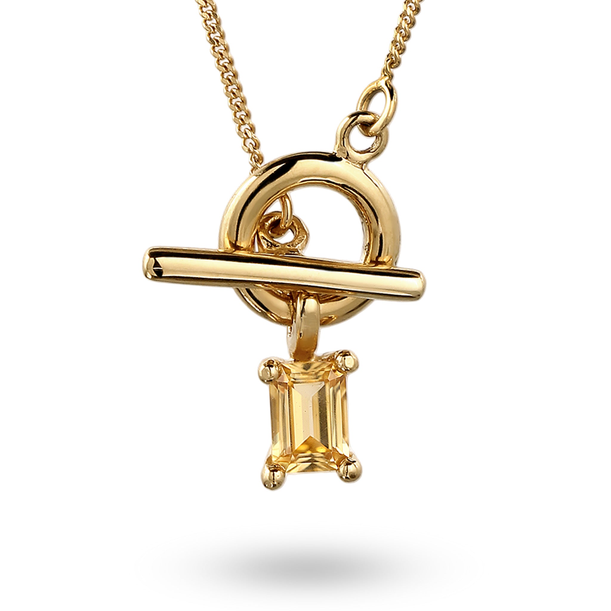 Gold Kalung Perhiasan Perak 925 Wanita Y Citrine Gold-plated