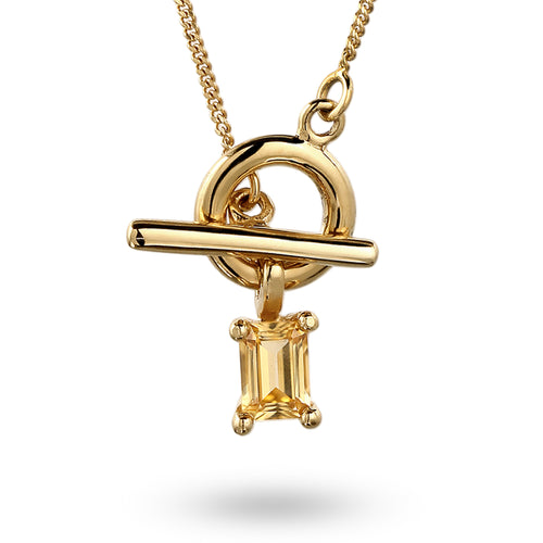 Gold Kalung Perhiasan Perak 925 Wanita Y Citrine Gold-plated
