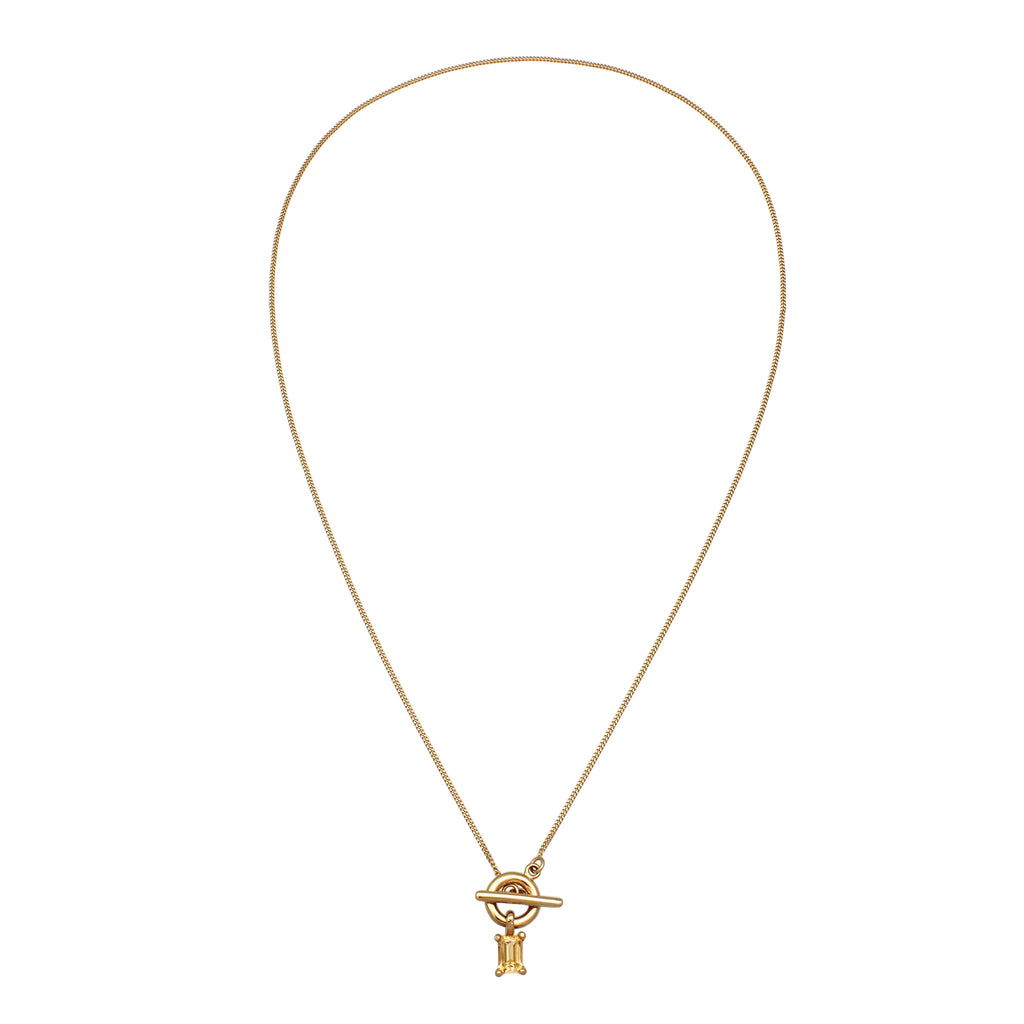 Gold Kalung Perhiasan Perak 925 Wanita Y Citrine Gold-plated
