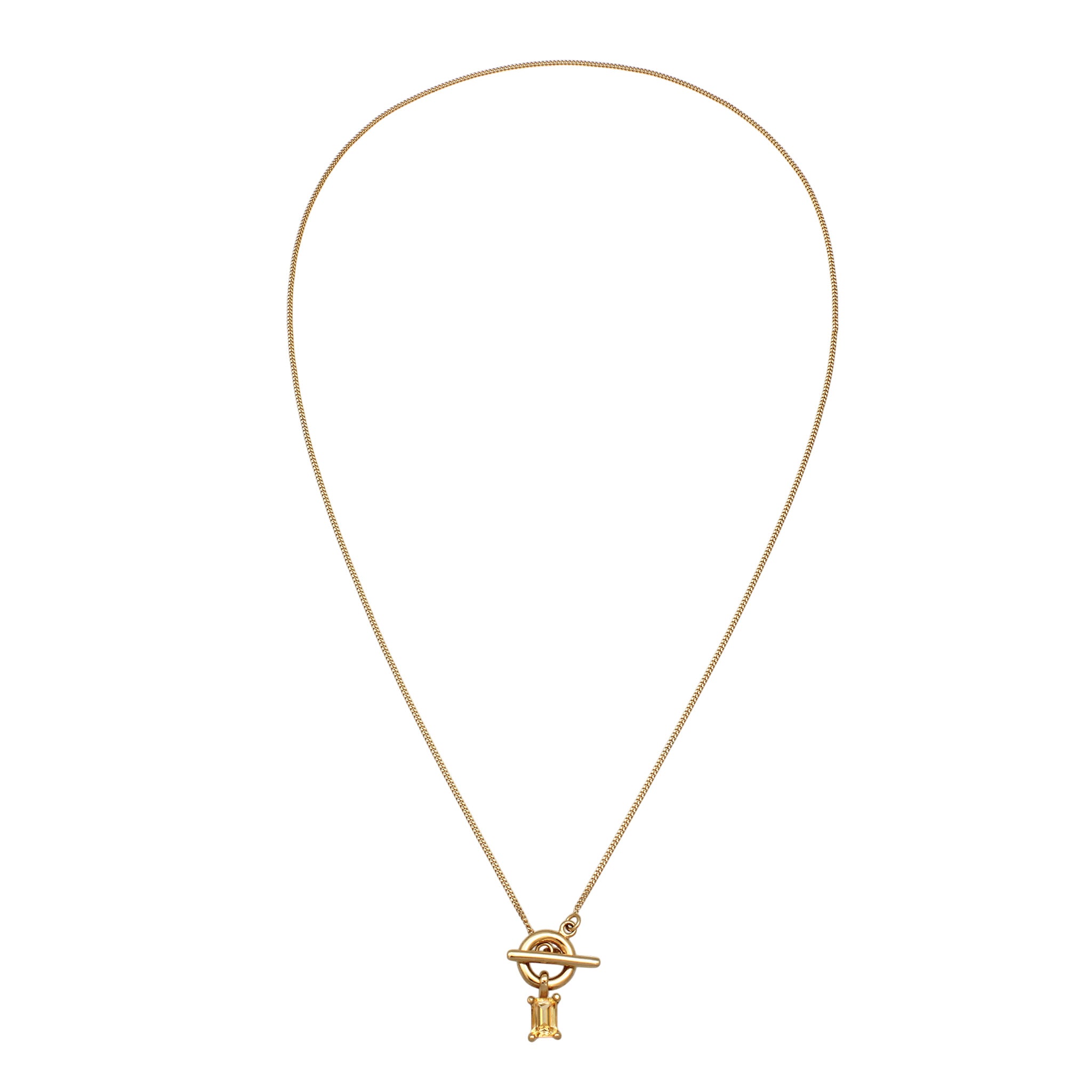 Gold Kalung Perhiasan Perak 925 Wanita Y Citrine Gold-plated