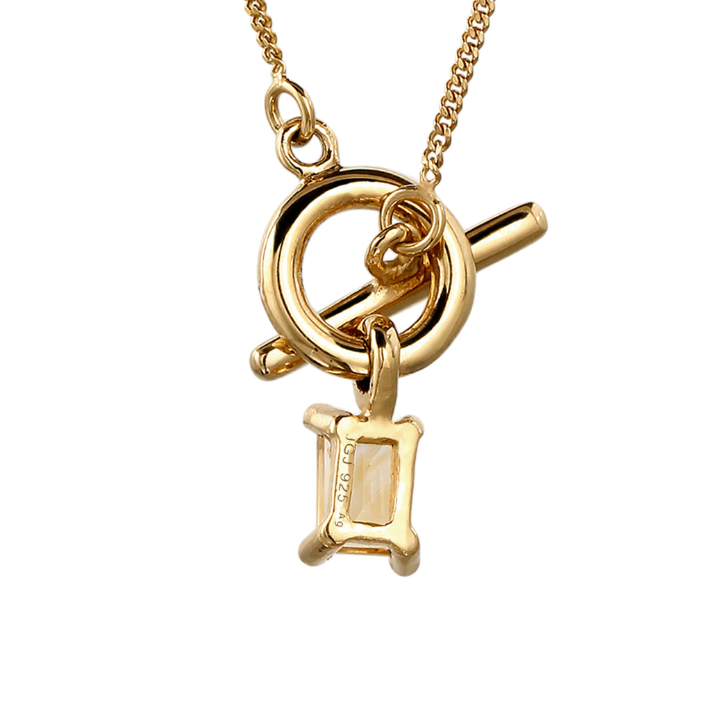 Gold Kalung Perhiasan Perak 925 Wanita Y Citrine Gold-plated