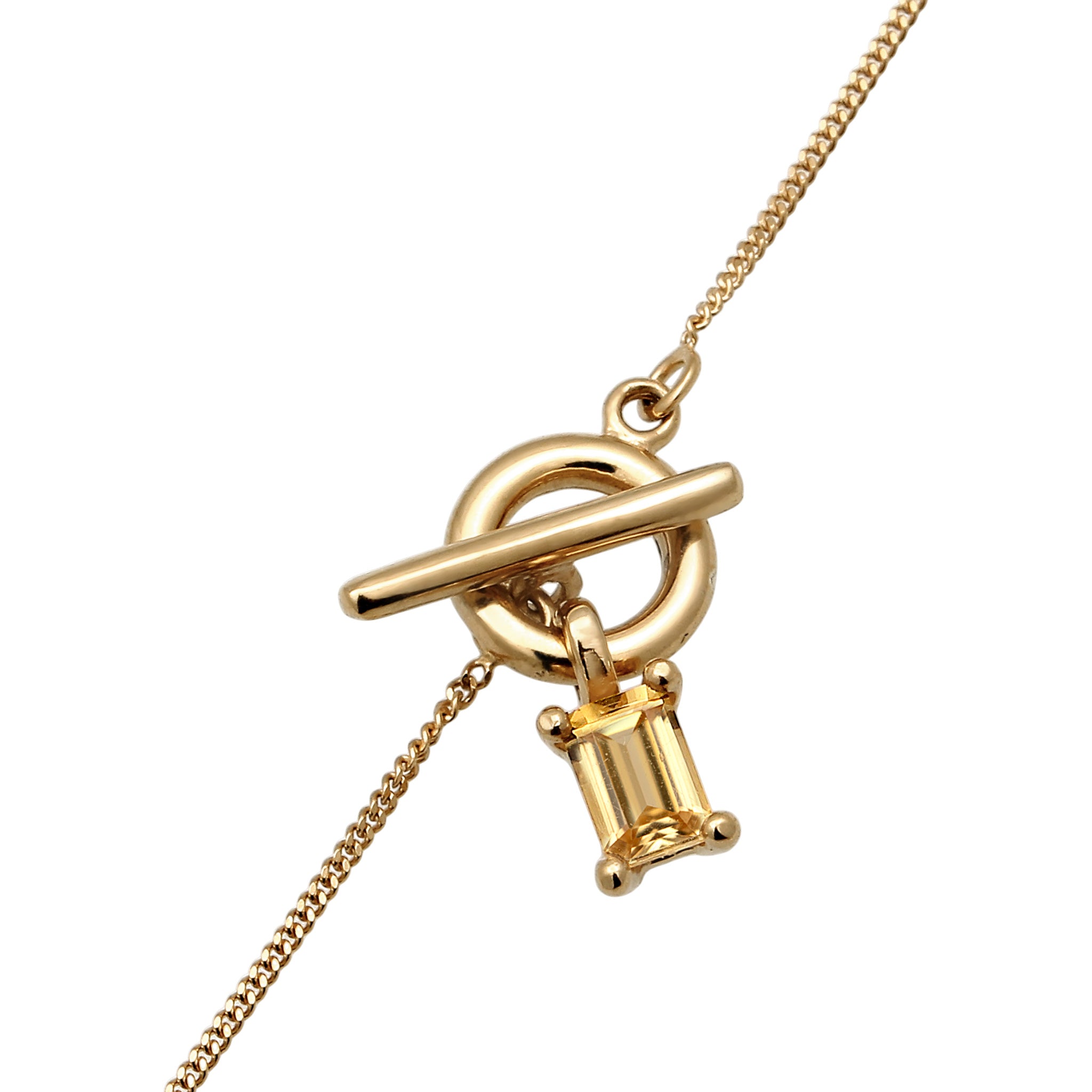 Gold Kalung Perhiasan Perak 925 Wanita Y Citrine Gold-plated