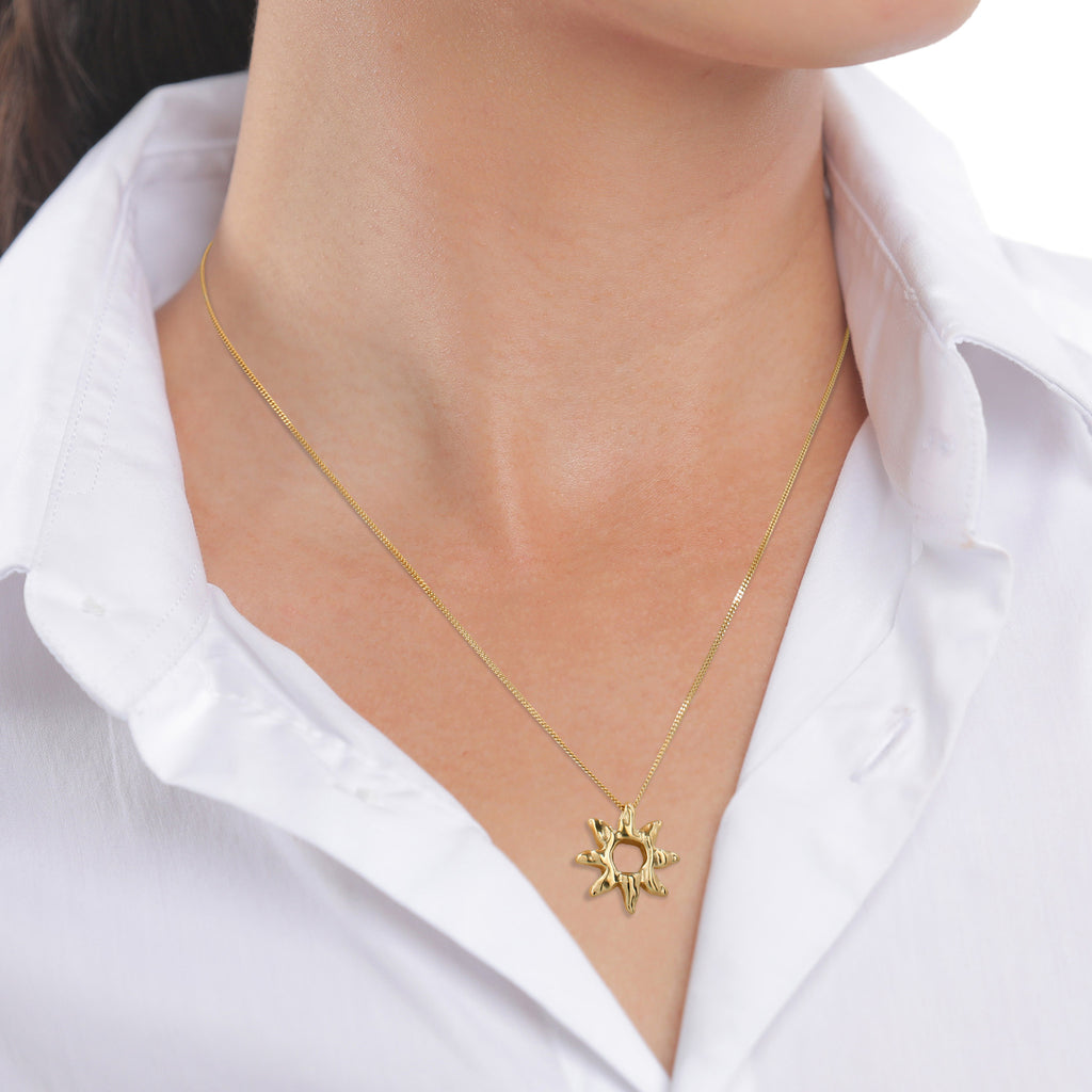Gold Kalung Perhiasan Perak 925 Wanita Sun Armouredchain Gold-plated