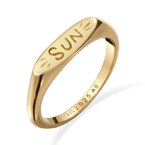 Gold Cincin Perhiasan Perak 925 Wanita Sun Gold-plated