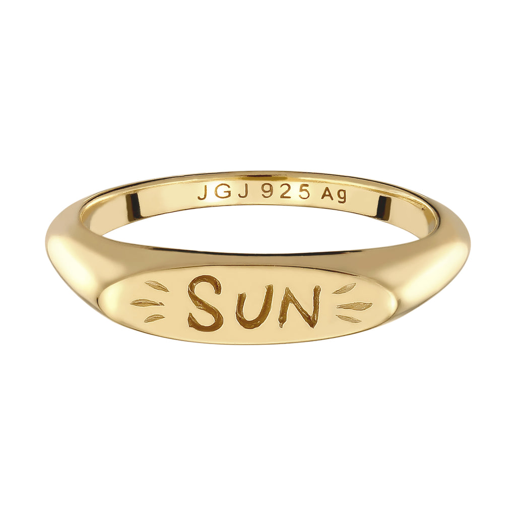 Gold Cincin Perhiasan Perak 925 Wanita Sun Gold-plated