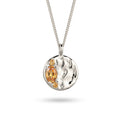Hammered Coin Pendant Necklace 925 Silver Citrine