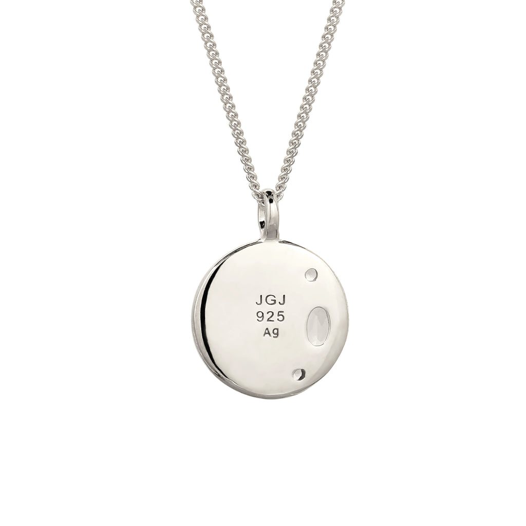 Hammered Coin Pendant Necklace 925 Silver Citrine