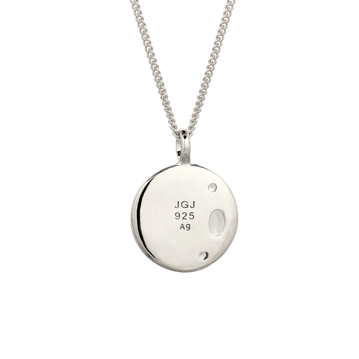 Hammered Coin Pendant Necklace 925 Silver Citrine