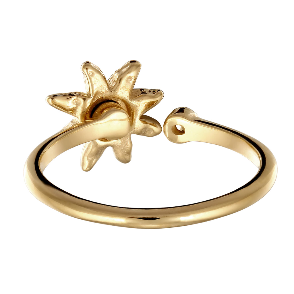 Gold Cincin Perhiasan Perak 925 Wanita Sun Citrine Gold-plated
