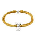 Heart Charm Satin Cord Bracelet 925 Silver Yellow
