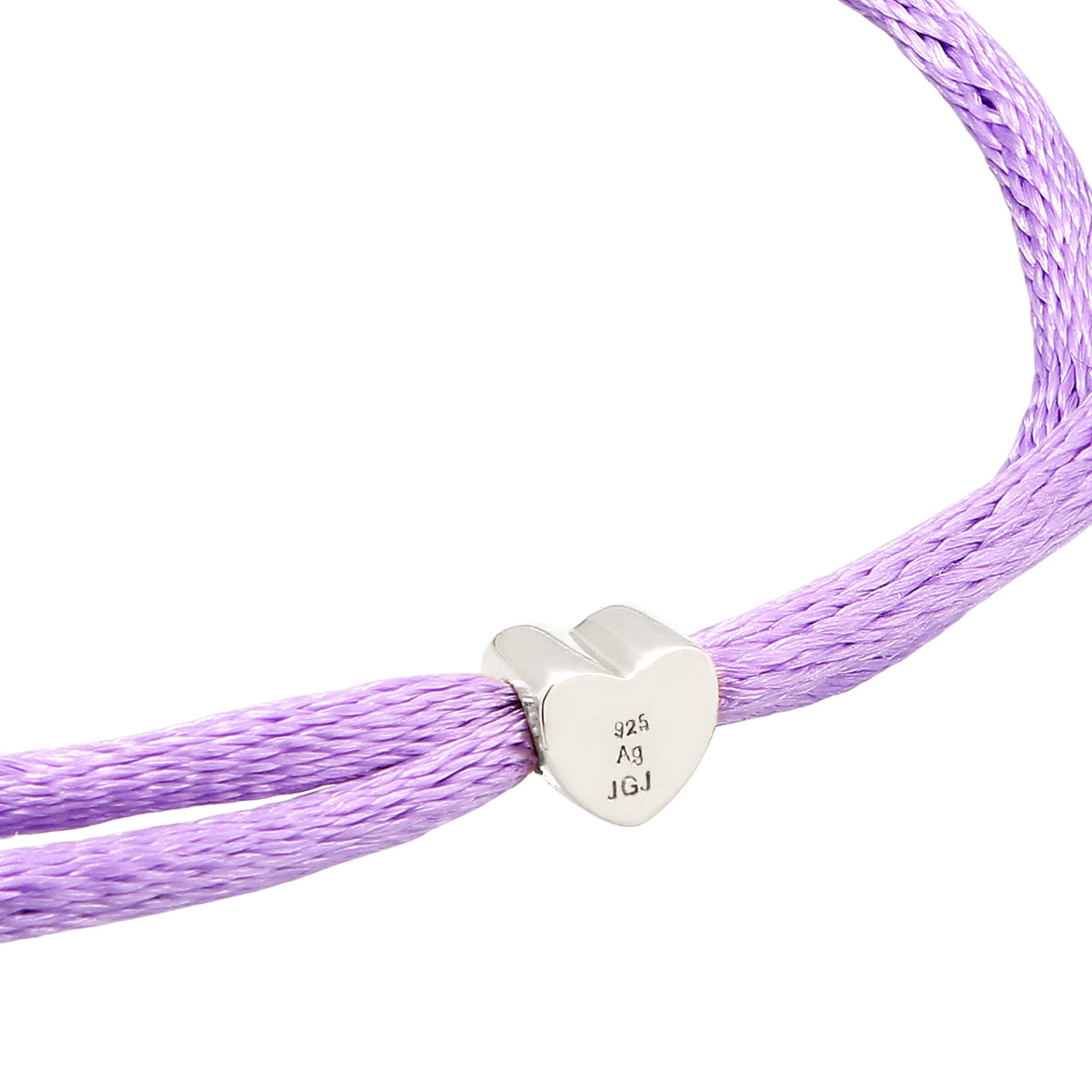 LOVE Cube Slider Bracelet 925 Silver Lilac Satin Cord