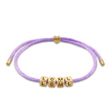 LOML Cube Slider Bracelet 925 Silver Gold Plated Lilac Satin Cord