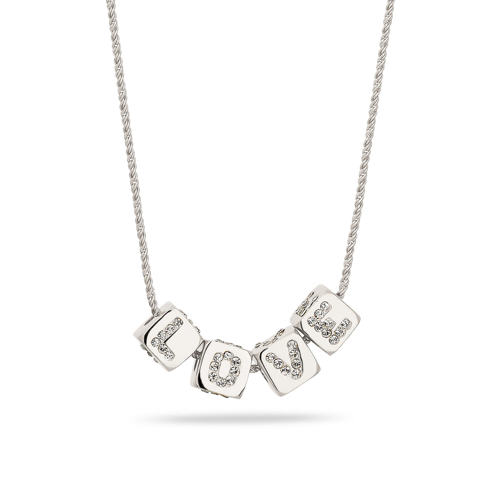 Pavé LOVE Cube Necklace 925 Silver – Embellished with Crystals by Swarovski®
