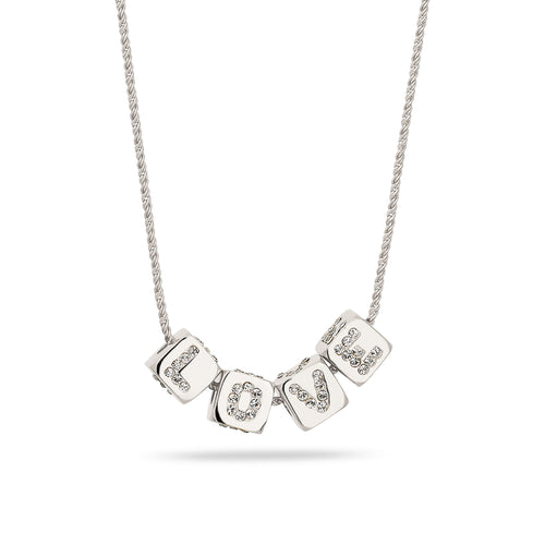 Pavé LOVE Cube Necklace 925 Silver – Embellished with Crystals by Swarovski®