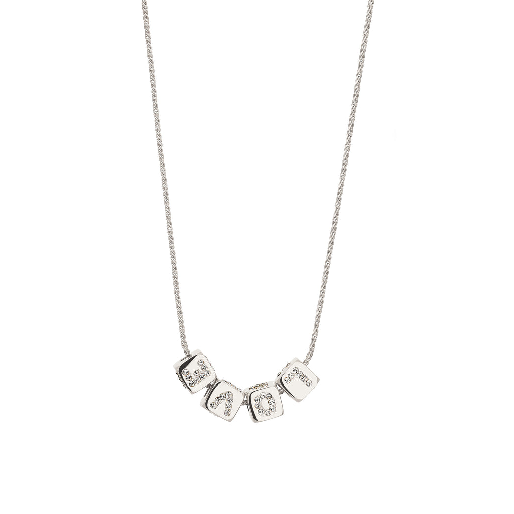 Pavé LOVE Cube Necklace 925 Silver – Embellished with Crystals by Swarovski®