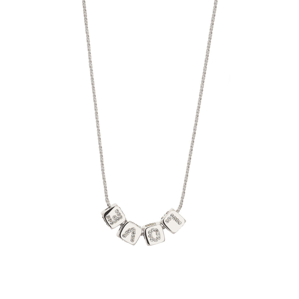 Pavé LOVE Cube Necklace 925 Silver – Embellished with Crystals by Swarovski®