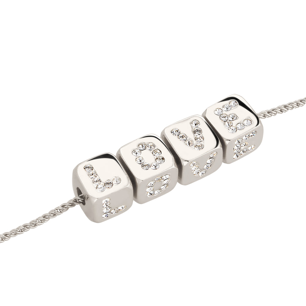 Pavé LOVE Cube Necklace 925 Silver – Embellished with Crystals by Swarovski®