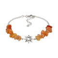 Sunburst Beaded Bracelet 925 Silver Orange Aventurine