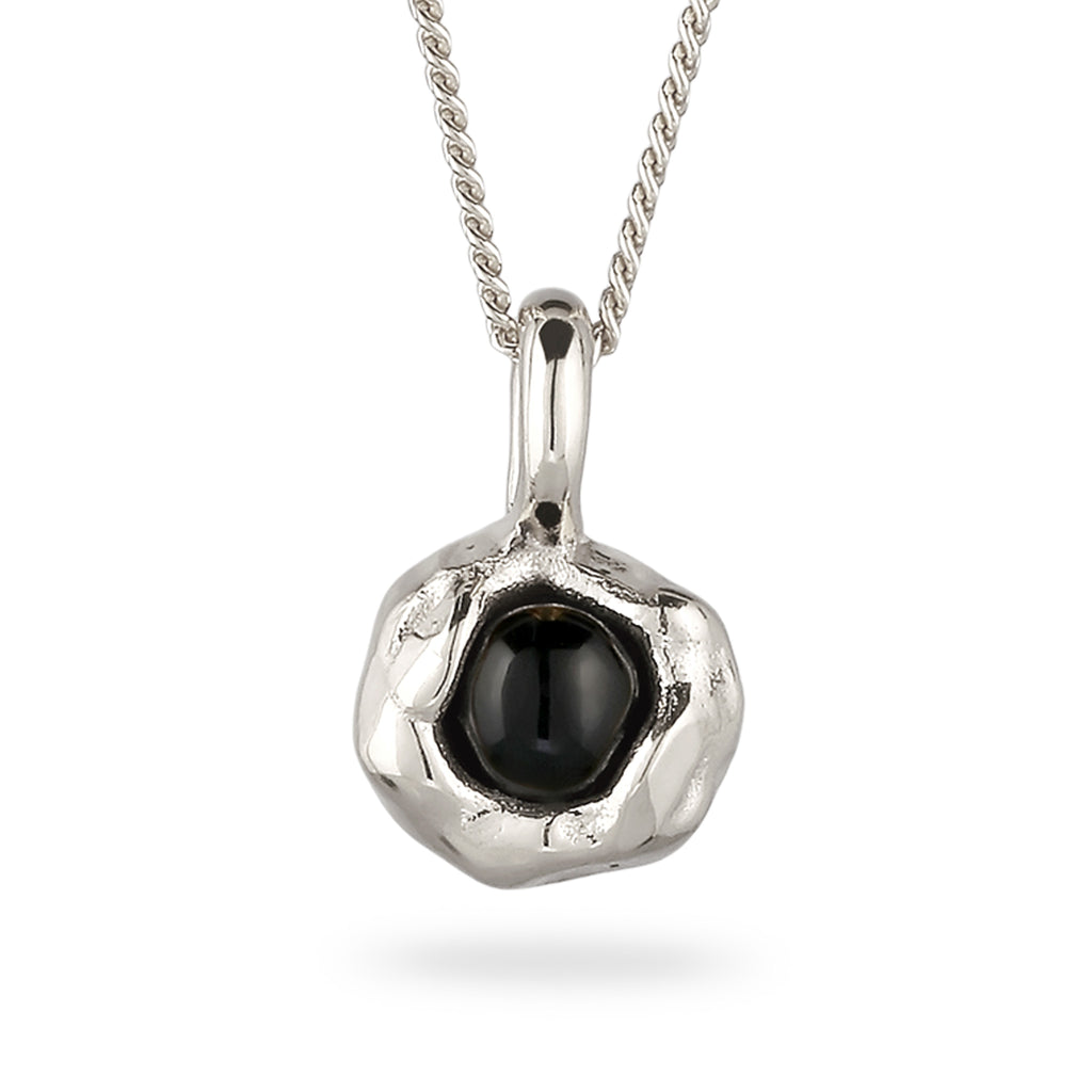 Molten Pendant Necklace 925 Silver Black Onyx