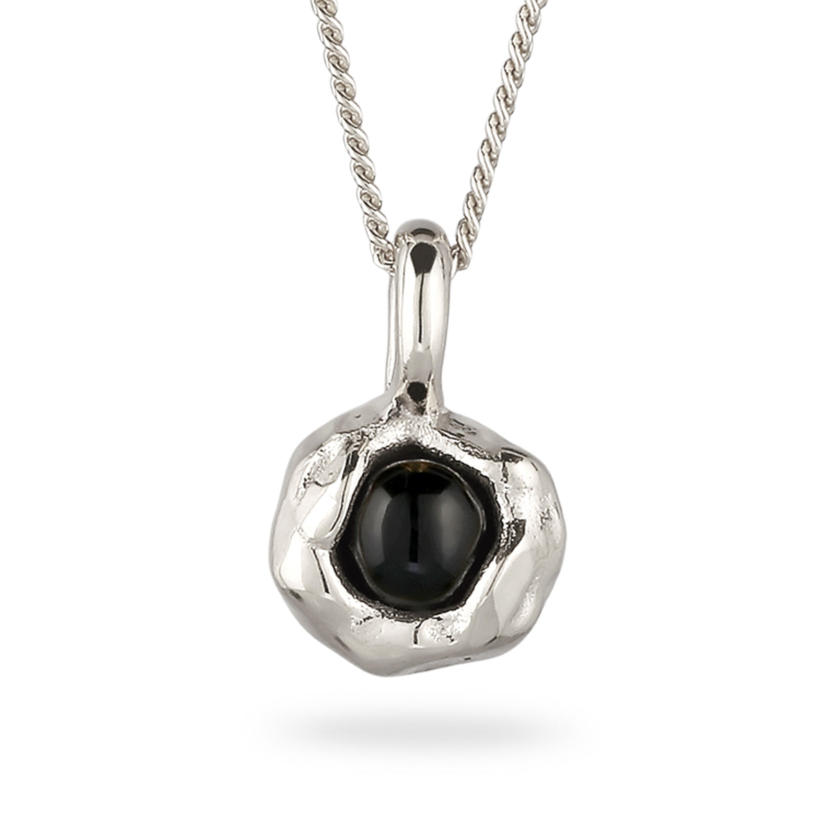 Molten Pendant Necklace 925 Silver Black Onyx