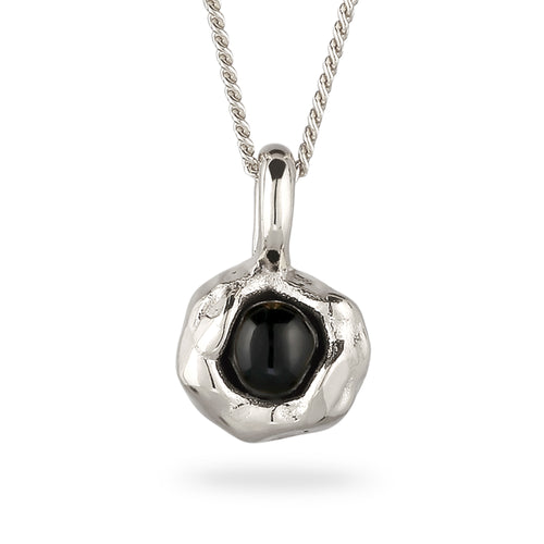 Molten Pendant Necklace 925 Silver Black Onyx