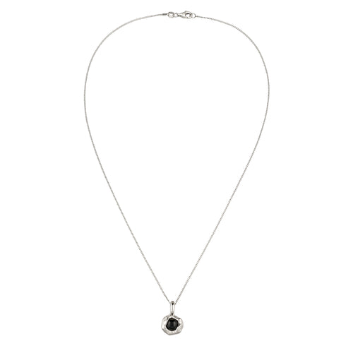 Molten Pendant Necklace 925 Silver Black Onyx