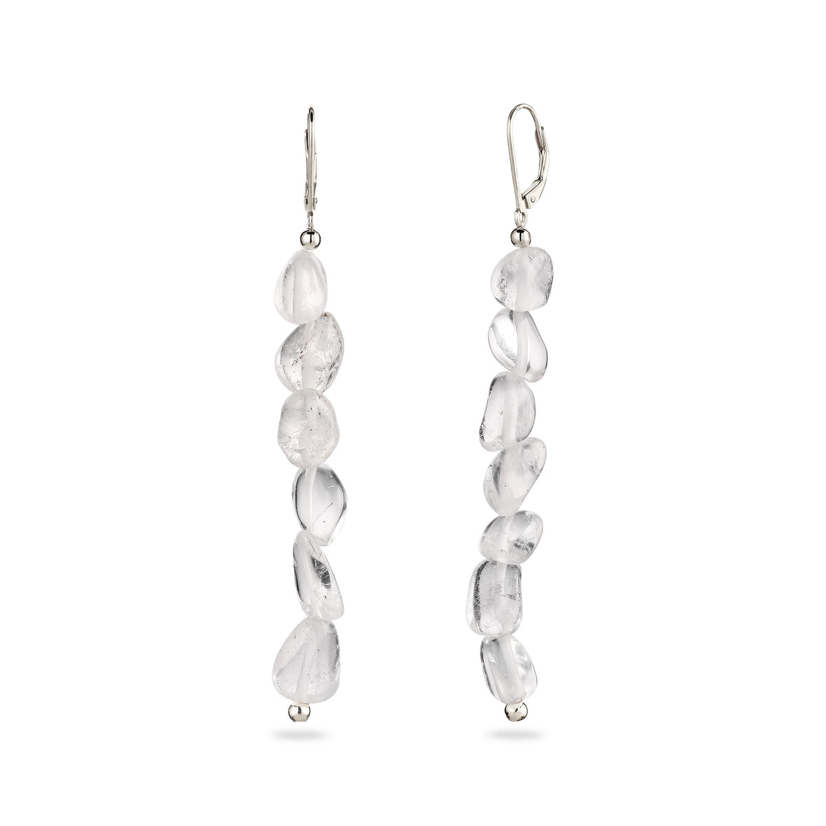 Nugget Drop Earrings 925 Silver Rock Crystal