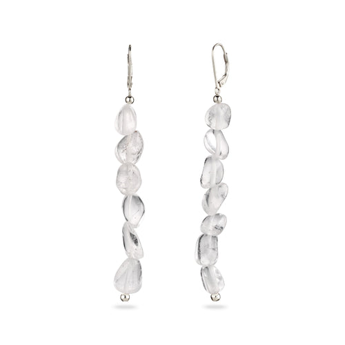 Nugget Drop Earrings 925 Silver Rock Crystal