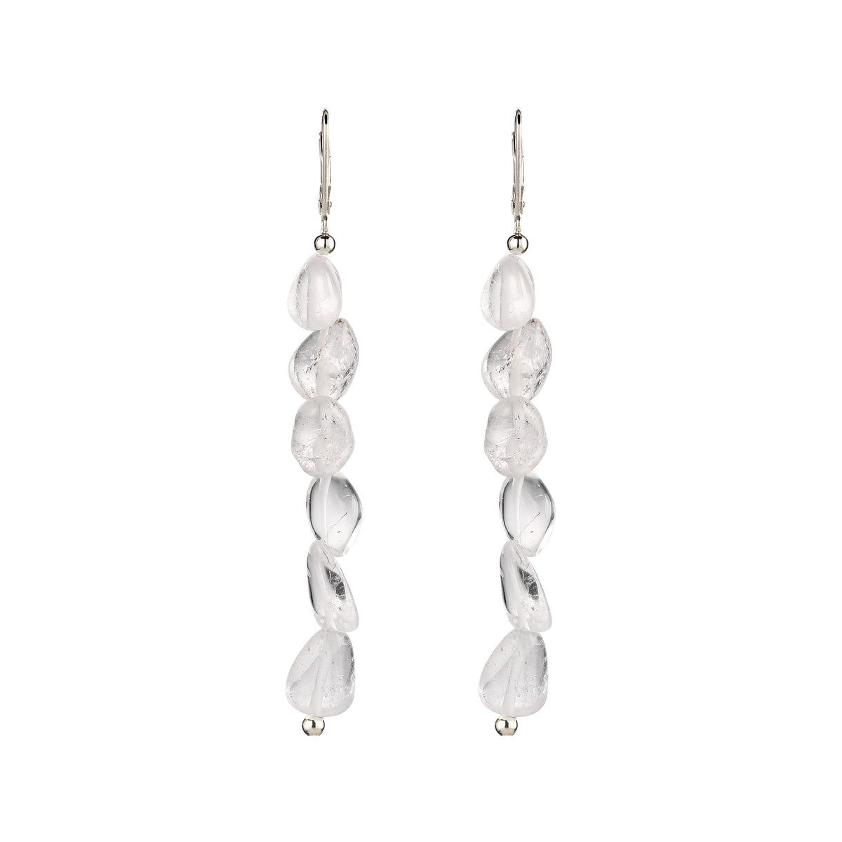 Nugget Drop Earrings 925 Silver Rock Crystal