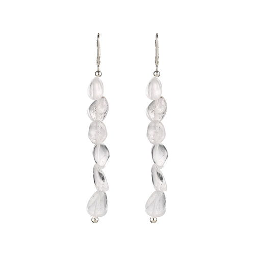 Nugget Drop Earrings 925 Silver Rock Crystal