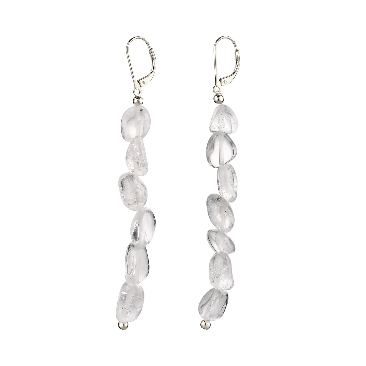 Nugget Drop Earrings 925 Silver Rock Crystal