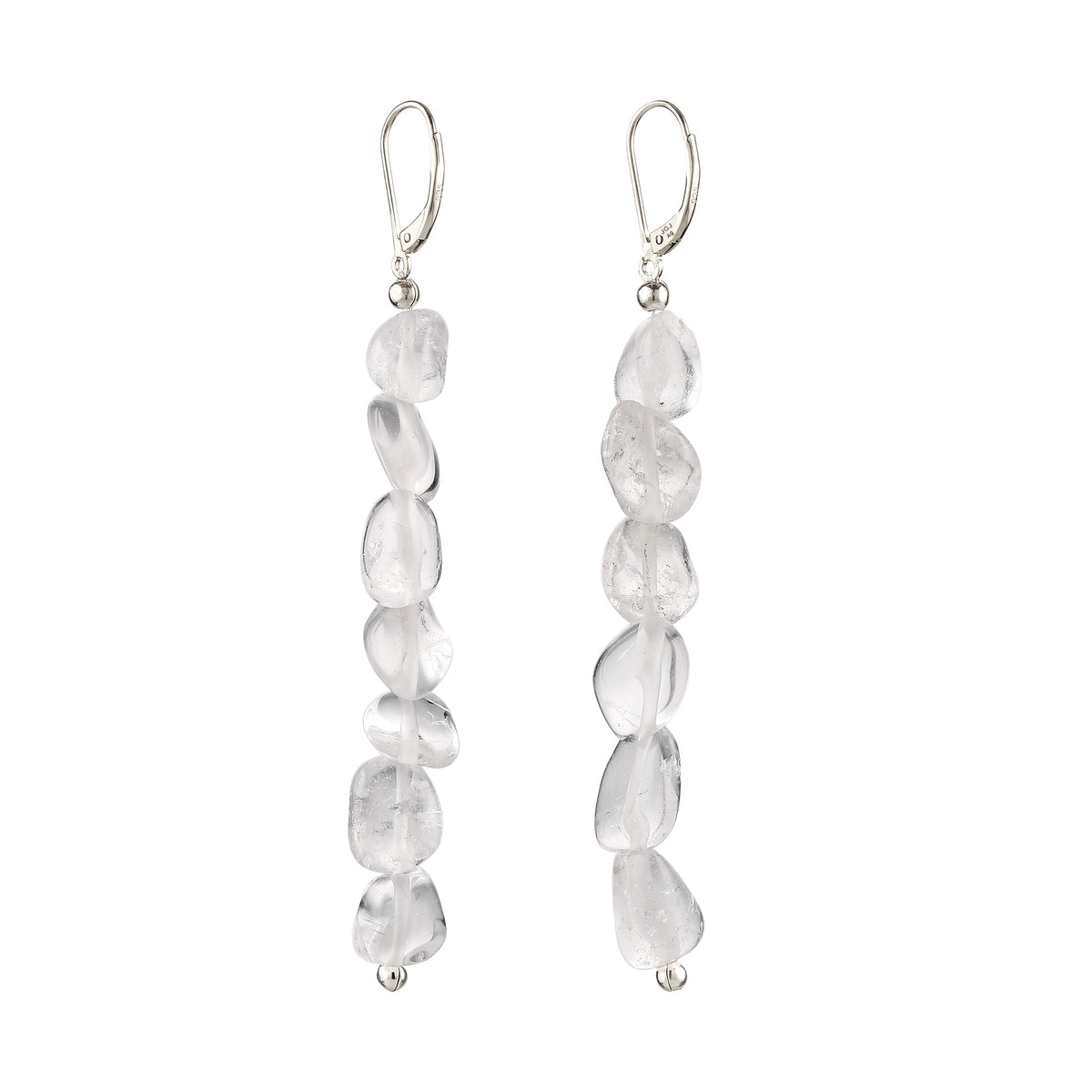 Nugget Drop Earrings 925 Silver Rock Crystal