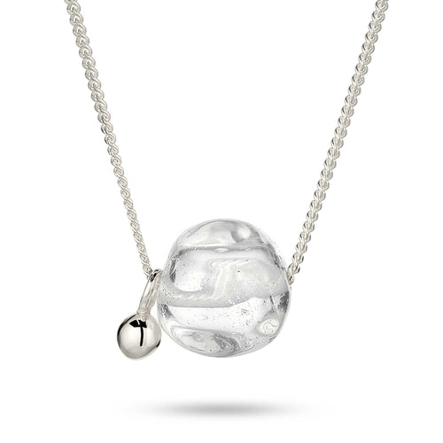 Sphere Pendant Necklace 925 Silver Rock Crystal