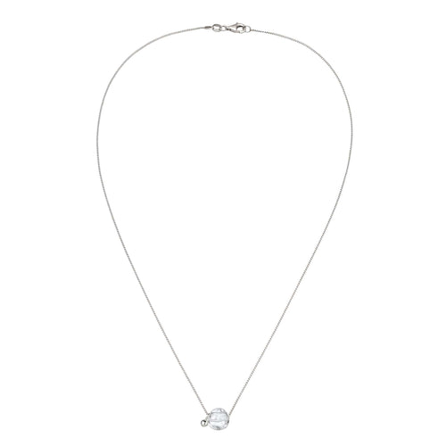 Sphere Pendant Necklace 925 Silver Rock Crystal